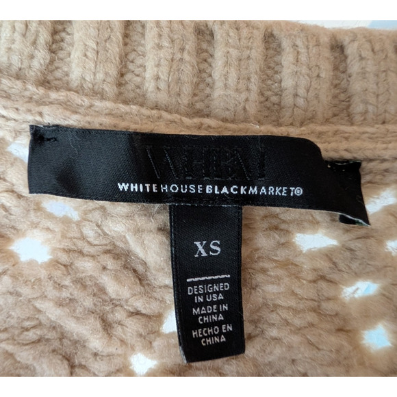 WHBM Sequin Cable Knit Sweater Beige Chunky Embellished Cozy Glam XS Holiday - Picture 8 of 14